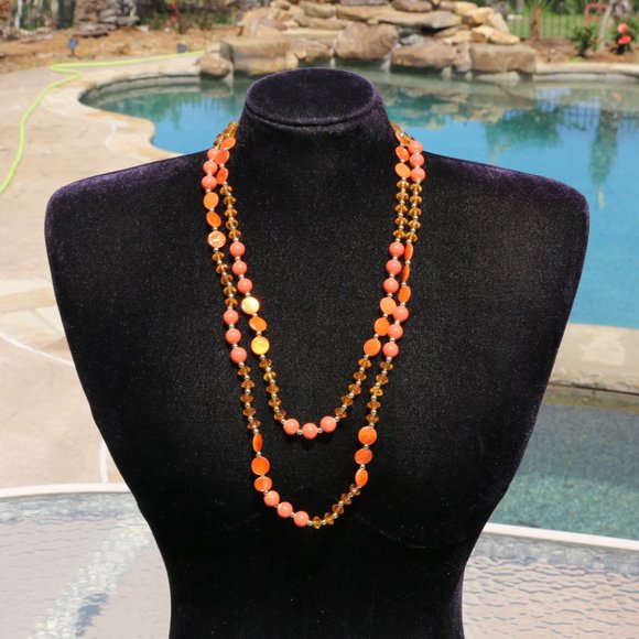 Necklace Boho Shades of Orange Shell Statement Set - Picture 6 of 6